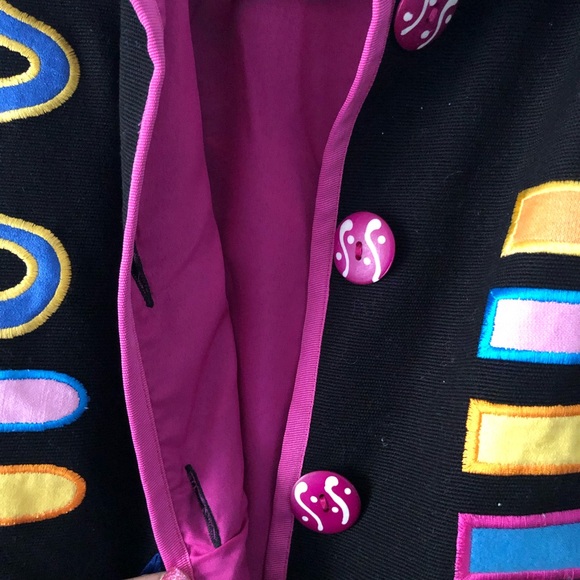 VINTAGE INDIGO MOON RETRO FUNKY EMBROIDERED BLAZER JACKET - Picture 10 of 11
